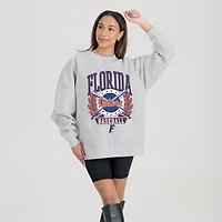 Women's Gameday Couture Gray Florida Gators Baseball Premium Fleece Drop Pullover Sweatshirt