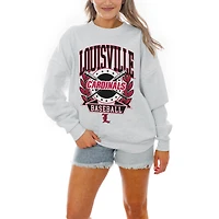 Women's Gameday Couture Gray Louisville Cardinals Baseball Premium Fleece Drop Pullover Sweatshirt
