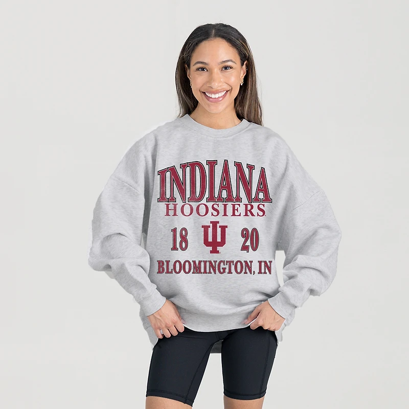 Women's Gameday Couture Gray Indiana Hoosiers Established Premium Fleece Drop Pullover Sweatshirt