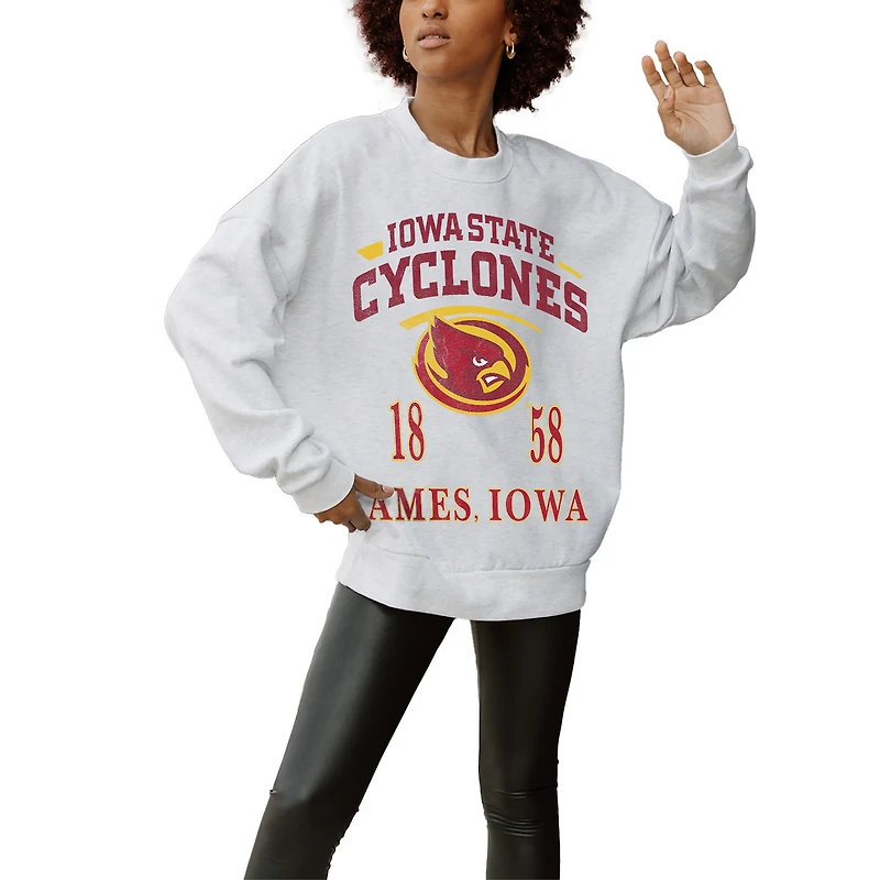 Women's Gameday Couture Gray Iowa State Cyclones Established Premium Fleece Drop Pullover Sweatshirt