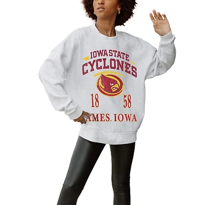 Women's Gameday Couture Gray Iowa State Cyclones Established Premium Fleece Drop Pullover Sweatshirt