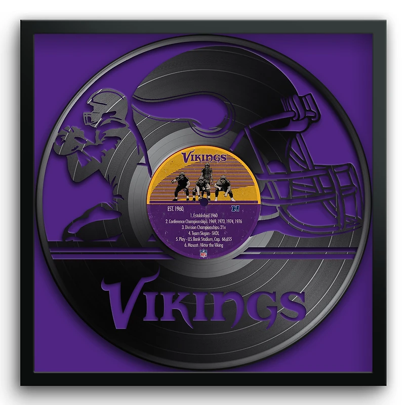Minnesota Vikings Framed 13" x 13" Vinyl Record Art Print