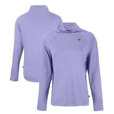 Women's Cutter & Buck Lavender Baltimore Ravens Coastline Epic Comfort Eco Recycled Funnel Neck Raglan Pullover Sweatshirt