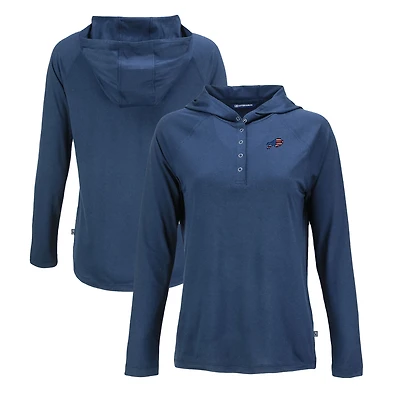 Women's Cutter & Buck Navy Buffalo Bills Americana Coastline Epic Comfort Eco Recycled Raglan Pullover Hoodie