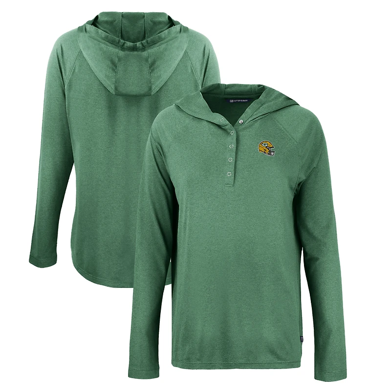 Women's Cutter & Buck Hunter Green Green Bay Packers Coastline Epic Comfort Eco Recycled Raglan Pullover Hoodie