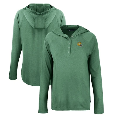 Women's Cutter & Buck Hunter Green Green Bay Packers Coastline Epic Comfort Eco Recycled Raglan Pullover Hoodie