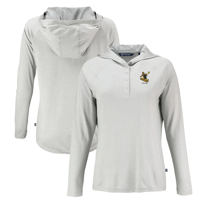Women's Cutter & Buck Gray Pittsburgh Steelers Historic Coastline Epic Comfort Eco Recycled Raglan Pullover Hoodie