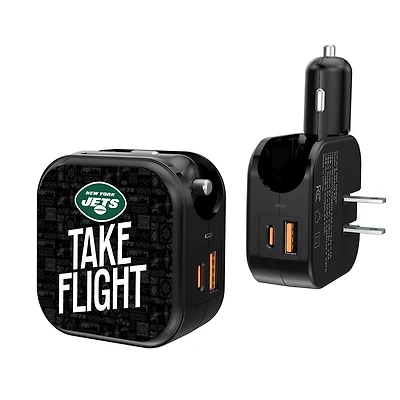 Keyscaper Black New York Jets 2-In-1 USB A/C Charger