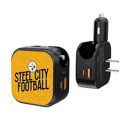 Keyscaper Black Pittsburgh Steelers 2-In-1 USB A/C Charger