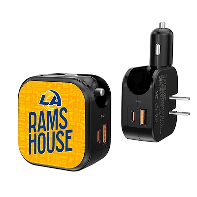 Keyscaper Black Los Angeles Rams 2-In-1 USB A/C Charger