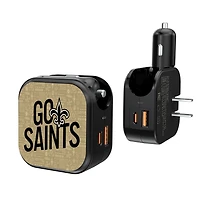 Keyscaper Black New Orleans Saints 2-In-1 USB A/C Charger