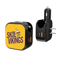 Keyscaper Black Minnesota Vikings 2-In-1 USB A/C Charger