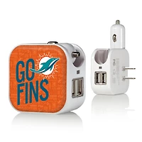 Keyscaper White Miami Dolphins 2-In-1 USB Charger