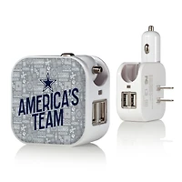 Keyscaper White Dallas Cowboys 2-In-1 USB Charger