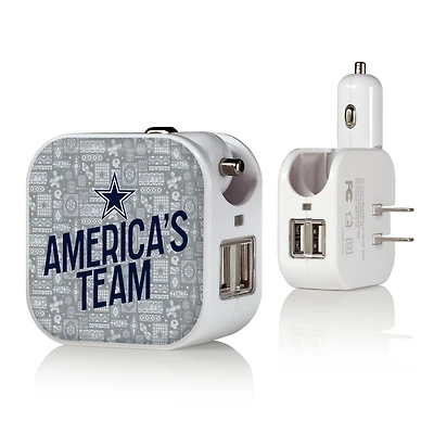 Keyscaper White Dallas Cowboys 2-In-1 USB Charger