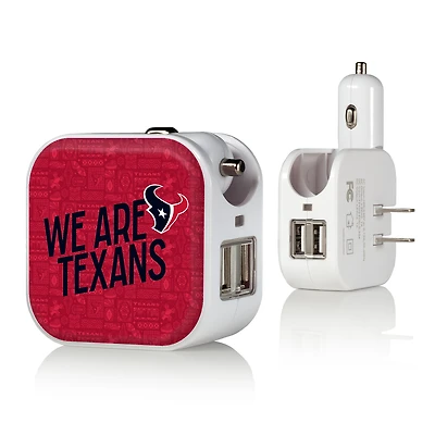 Keyscaper White Houston Texans 2-In-1 USB Charger