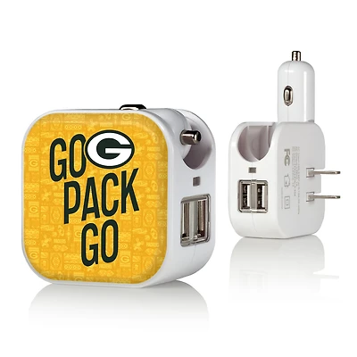 Keyscaper White Green Bay Packers 2-In-1 USB Charger