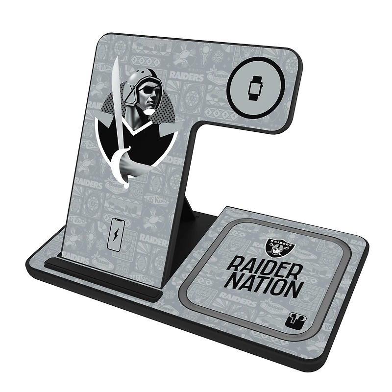 Keyscaper Black Las Vegas Raiders 3-in-1 Charging Station
