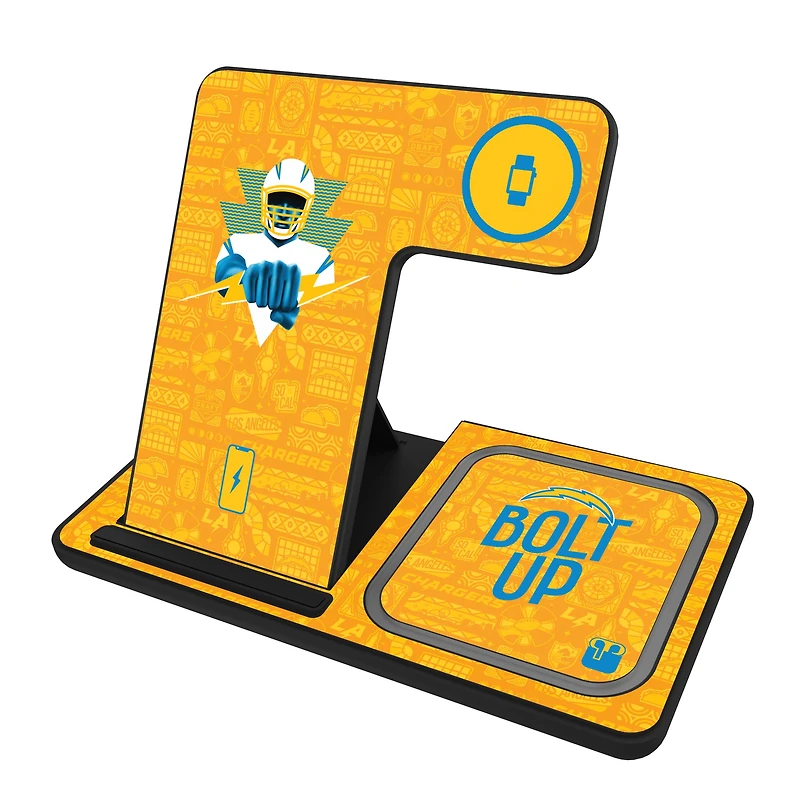 Keyscaper Black Los Angeles Chargers 3-in-1 Charging Station