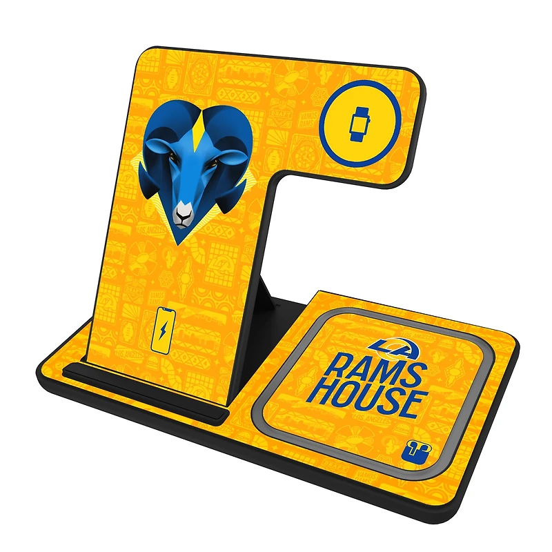 Keyscaper Black Los Angeles Rams 3-in-1 Charging Station