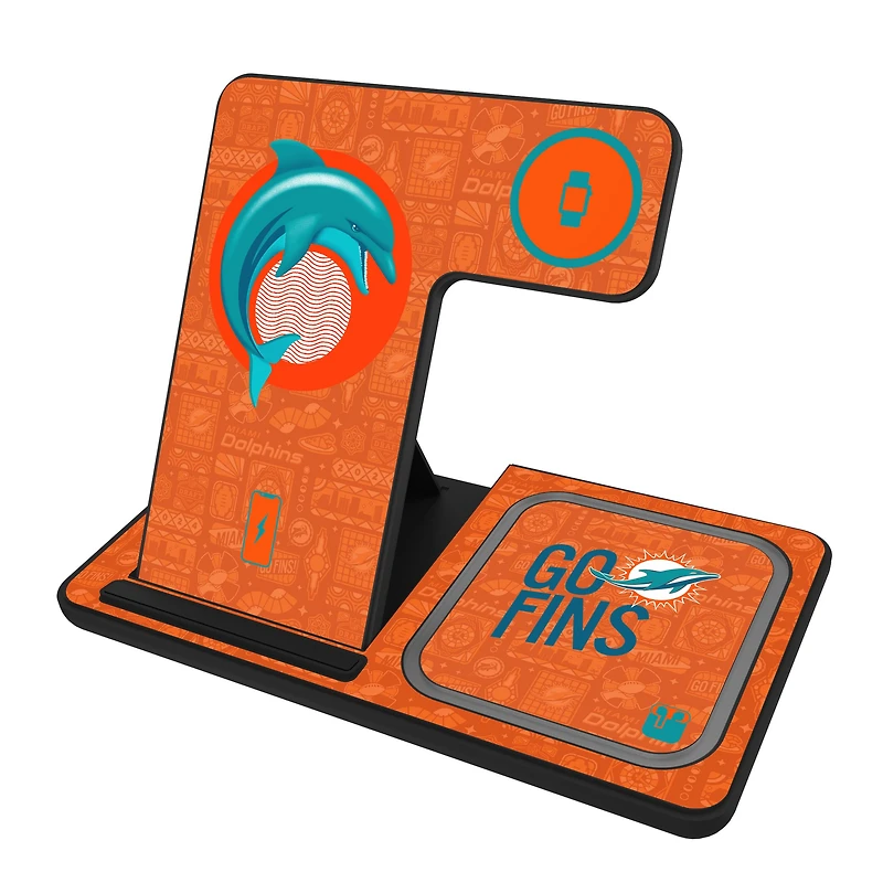 Keyscaper Black Miami Dolphins 3-in-1 Charging Station
