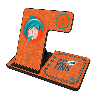Keyscaper Black Miami Dolphins 3-in-1 Charging Station