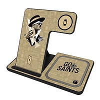 Keyscaper Black New Orleans Saints 3-in-1 Charging Station