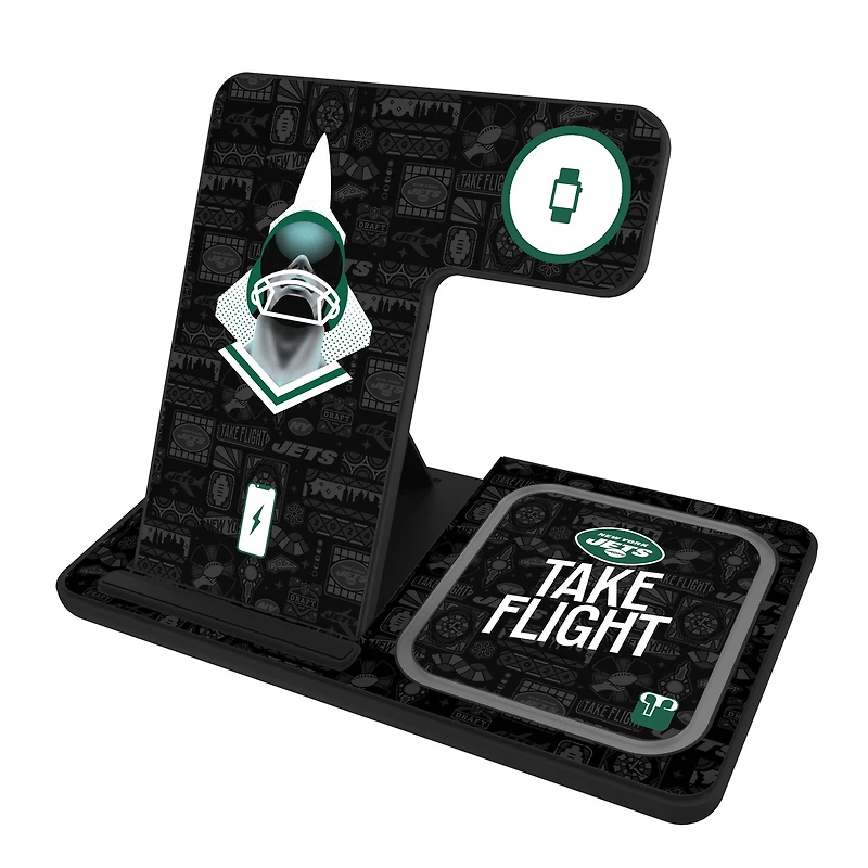 Keyscaper Black New York Jets 3-in-1 Charging Station