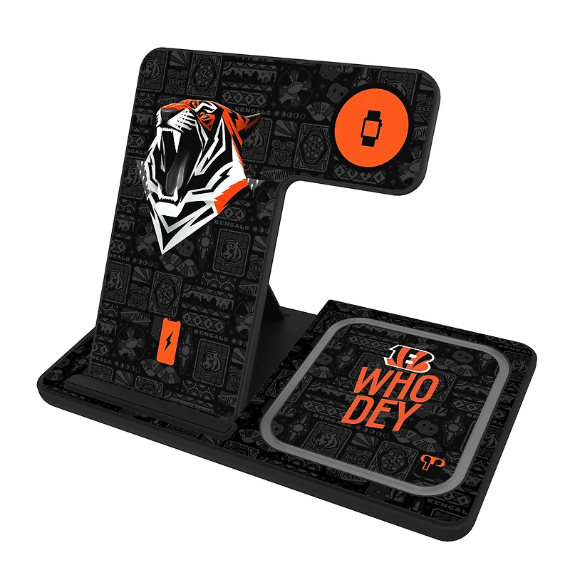 Keyscaper Black Cincinnati Bengals 3-in-1 Charging Station