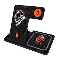 Keyscaper Black Cincinnati Bengals 3-in-1 Charging Station