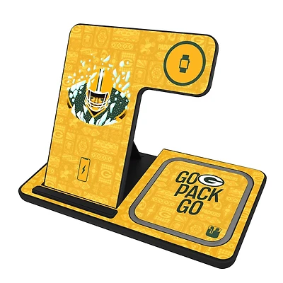 Keyscaper Black Green Bay Packers 3-in-1 Charging Station