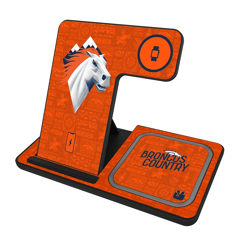 Keyscaper Black Denver Broncos 3-in-1 Charging Station