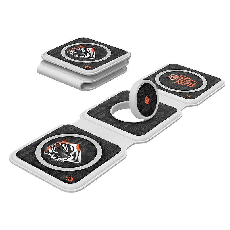 Keyscaper White Cincinnati Bengals 3-in-1 Foldable Charger