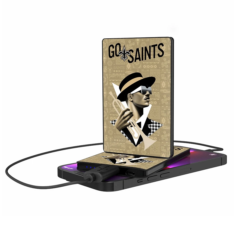Keyscaper Black New Orleans Saints 2500 mAh Illustrated Credit Card Powerbank
