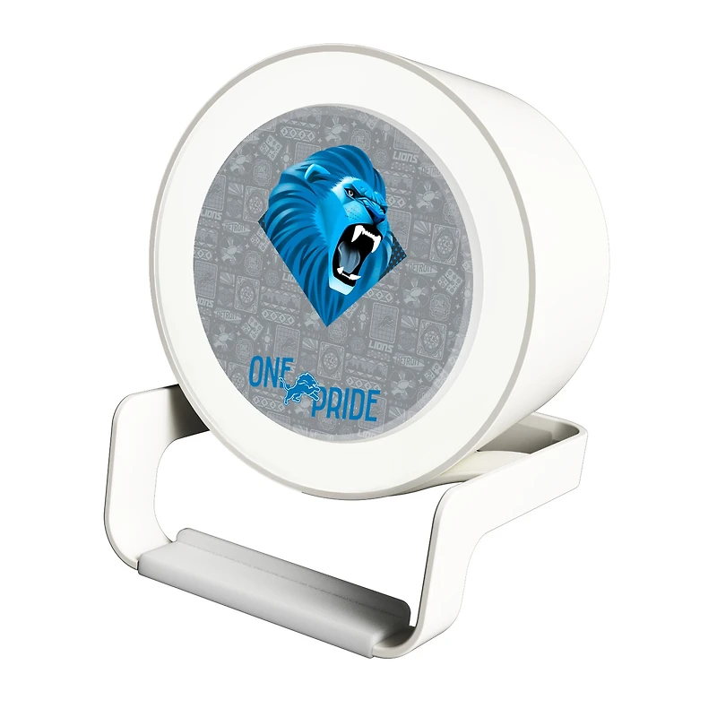 Keyscaper White Detroit Lions Night Light Charger with Bluetooth Speaker