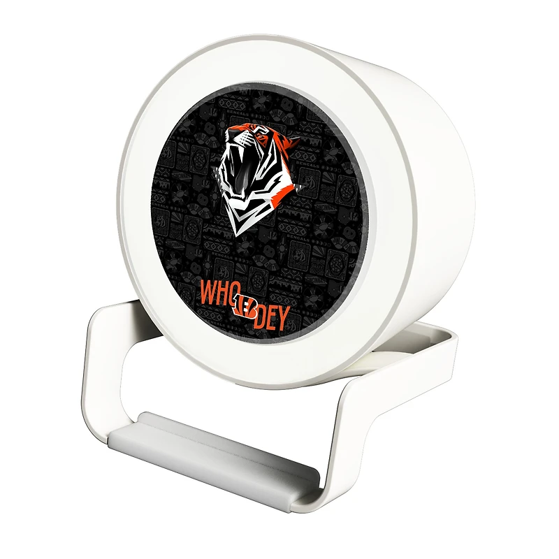 Keyscaper White Cincinnati Bengals Night Light Charger with Bluetooth Speaker