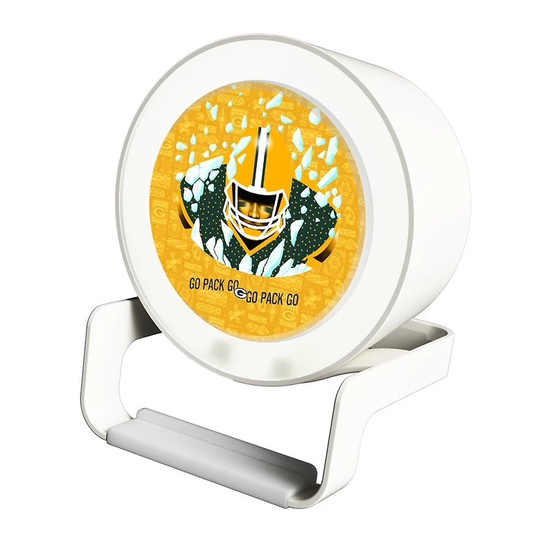 Keyscaper White Green Bay Packers Night Light Charger with Bluetooth Speaker