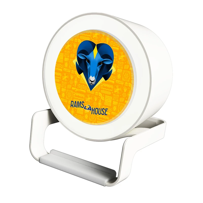Keyscaper White Los Angeles Rams Night Light Charger with Bluetooth Speaker