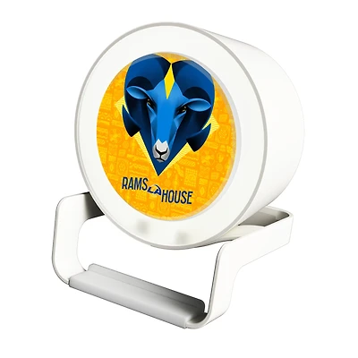 Keyscaper White Los Angeles Rams Night Light Charger with Bluetooth Speaker