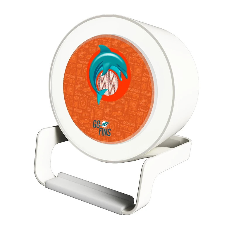 Keyscaper White Miami Dolphins Night Light Charger with Bluetooth Speaker
