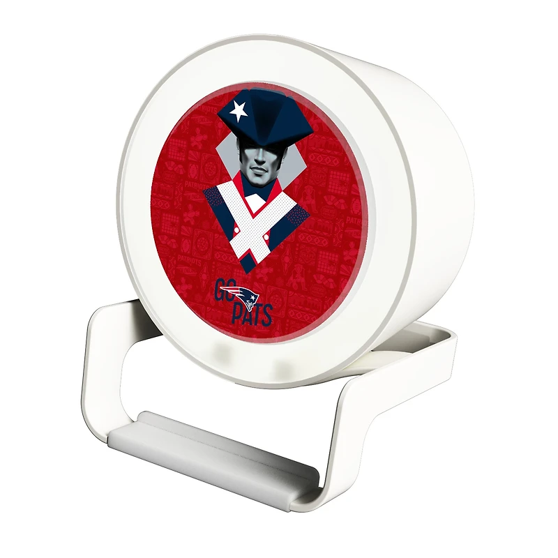 Keyscaper White New England Patriots Night Light Charger with Bluetooth Speaker