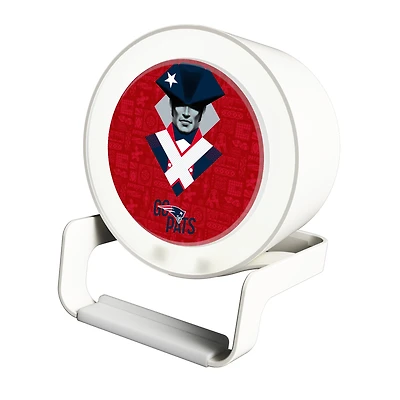 Keyscaper White New England Patriots Night Light Charger with Bluetooth Speaker