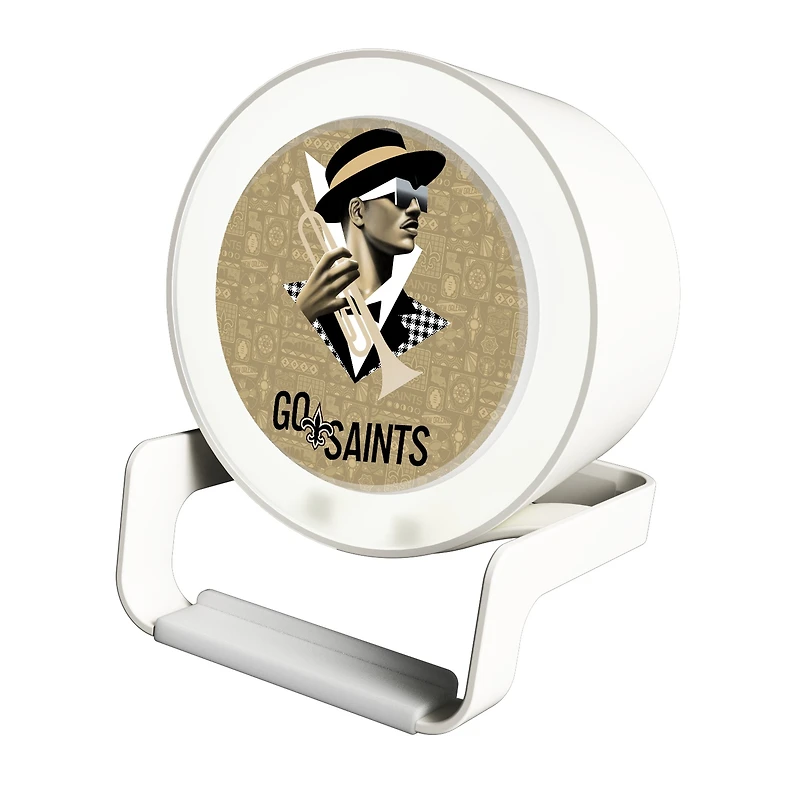 Keyscaper White New Orleans Saints Night Light Charger with Bluetooth Speaker