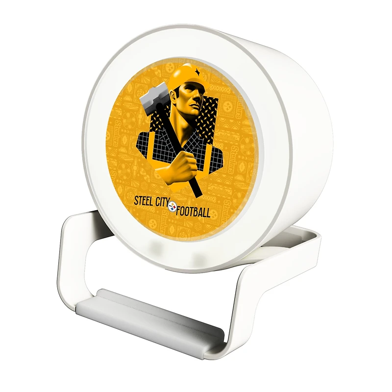 Keyscaper White Pittsburgh Steelers Night Light Charger with Bluetooth Speaker