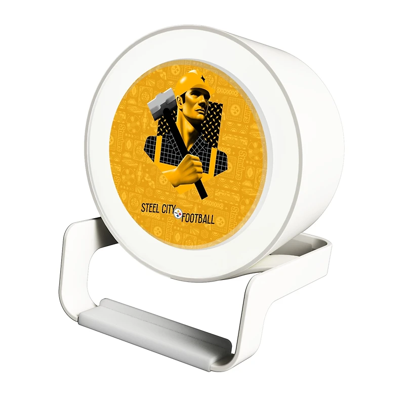 Keyscaper White Pittsburgh Steelers Night Light Charger with Bluetooth Speaker