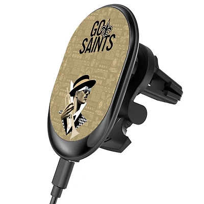 Keyscaper Black New Orleans Saints Wireless Magnetic Car Charger