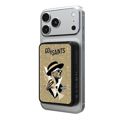 Keyscaper Black New Orleans Saints 5000mAh Wireless Magnetic Power Bank
