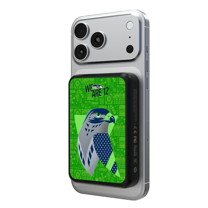 Keyscaper Black Seattle Seahawks 5000mAh Wireless Magnetic Power Bank