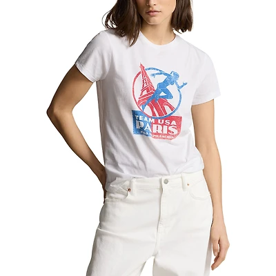 Women's Polo Ralph Lauren White Team USA 2024 Summer Olympics Villagewear Runner T-Shirt