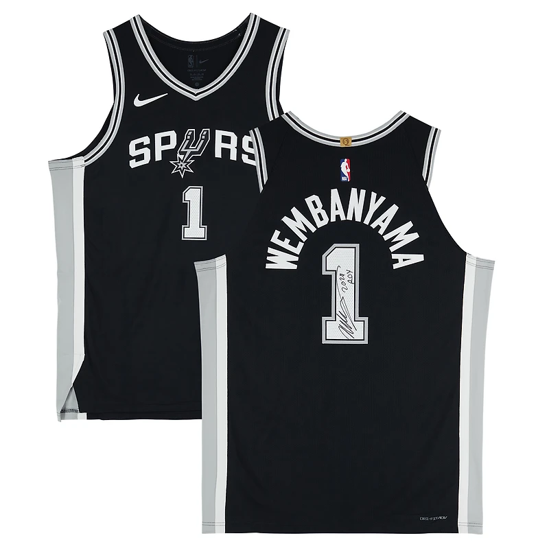 Victor Wembanyama San Antonio Spurs Autographed Black Nike Icon Edition Authentic Jersey with "2024 ROY" Inscription